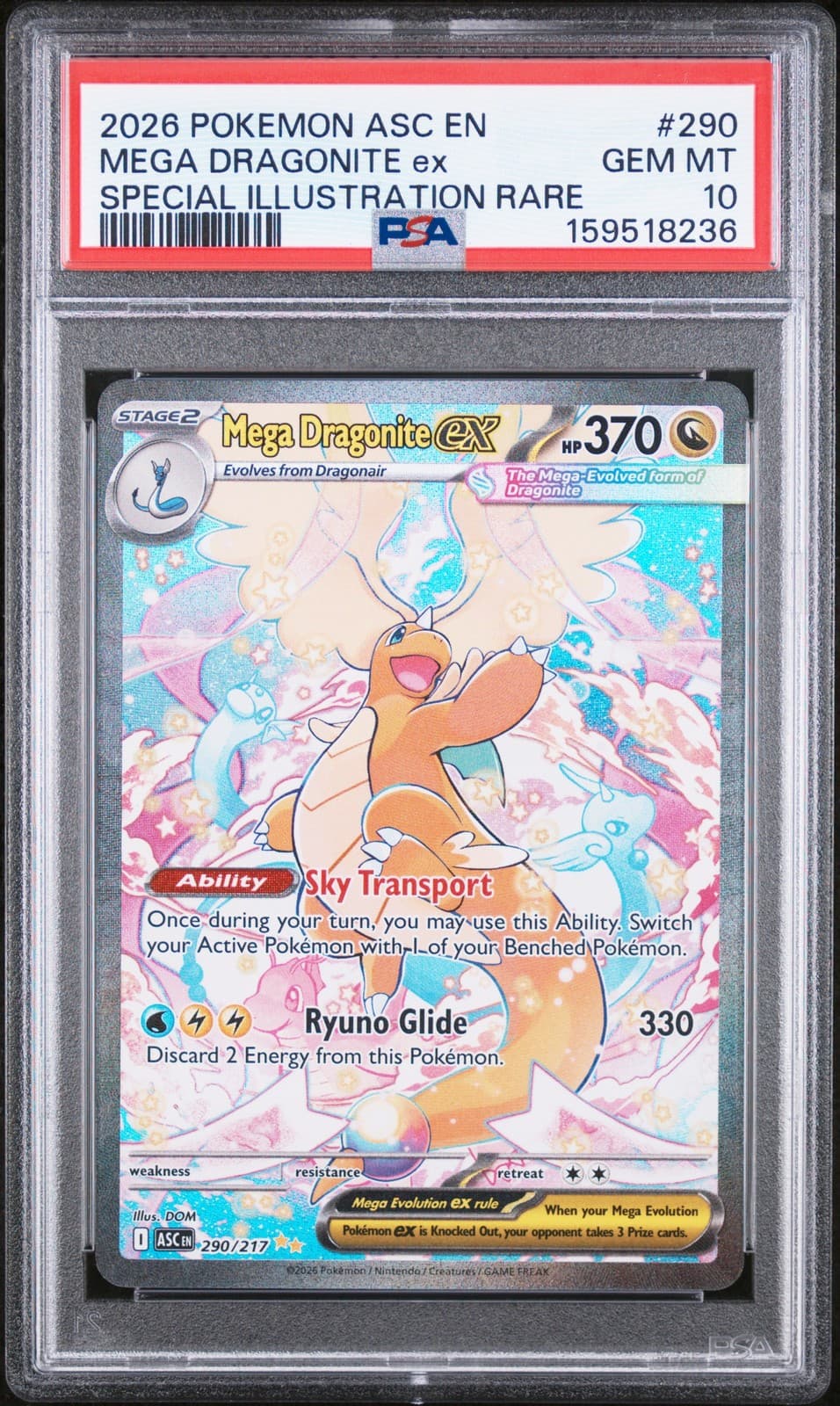 2026 POKEMON ASC EN-ASCENDED HEROES #290 MEGA DRAGONITE EX PSA 10