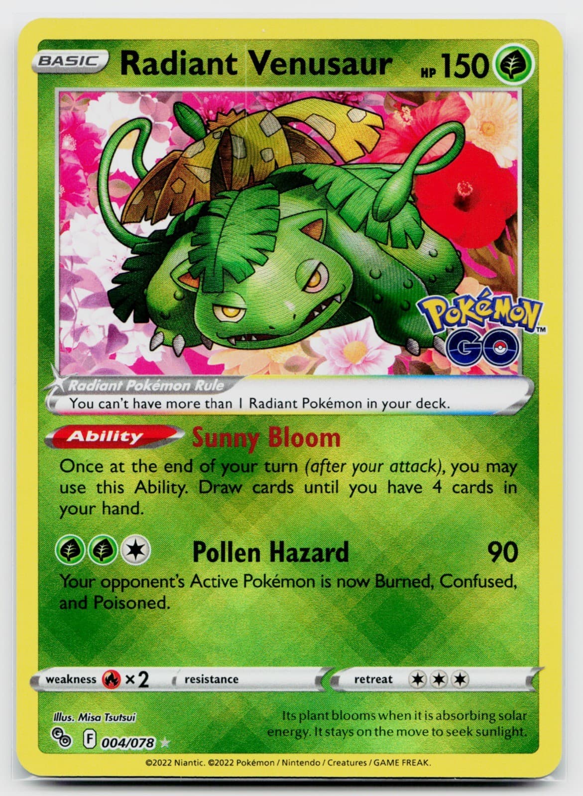 Radiant Venusaur 004/078 Holo | Pokemon GO Radiant Rare - NM