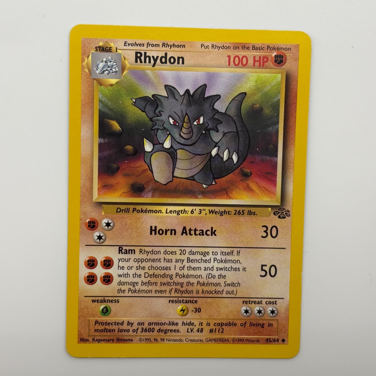 Rhydon 45/64 UC Jungle Unlimited HP Pokemon