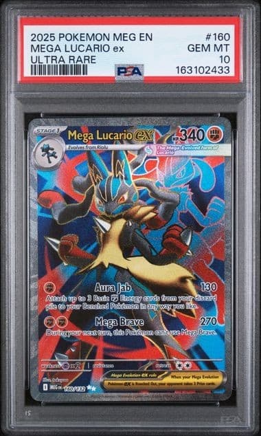 2025 Pokemon MEG EN Ultra Rare #160 Mega Lucario ex PSA 10 GEM MINT