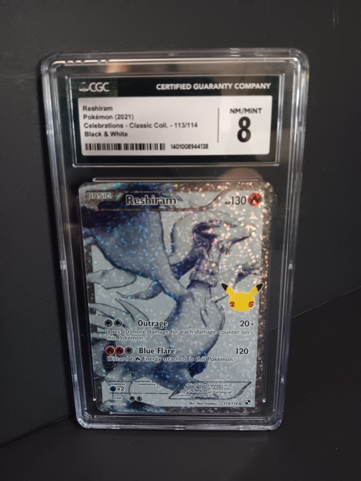 CGC 8 Reshiram 113/114 Celebrations: Classic Collection Black White Full Art