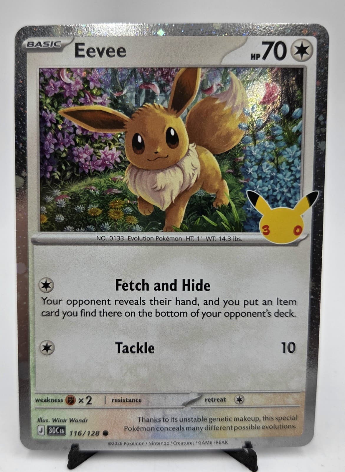 Eevee 116/128 Pokemon 30th Anniversary Celebration Set Cosmos Holo NM