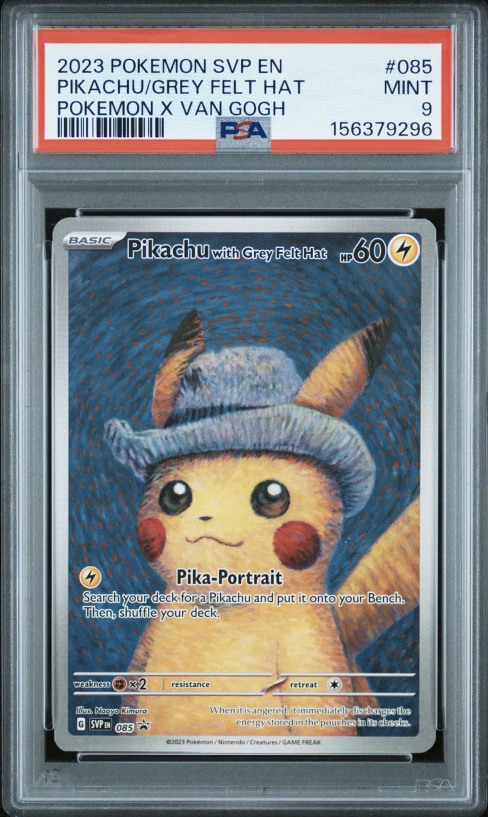 2023 POKEMON SVP EN-SV BLACK STAR PROMO #085 PIKACHU WITH GREY FELT HAT PSA 9