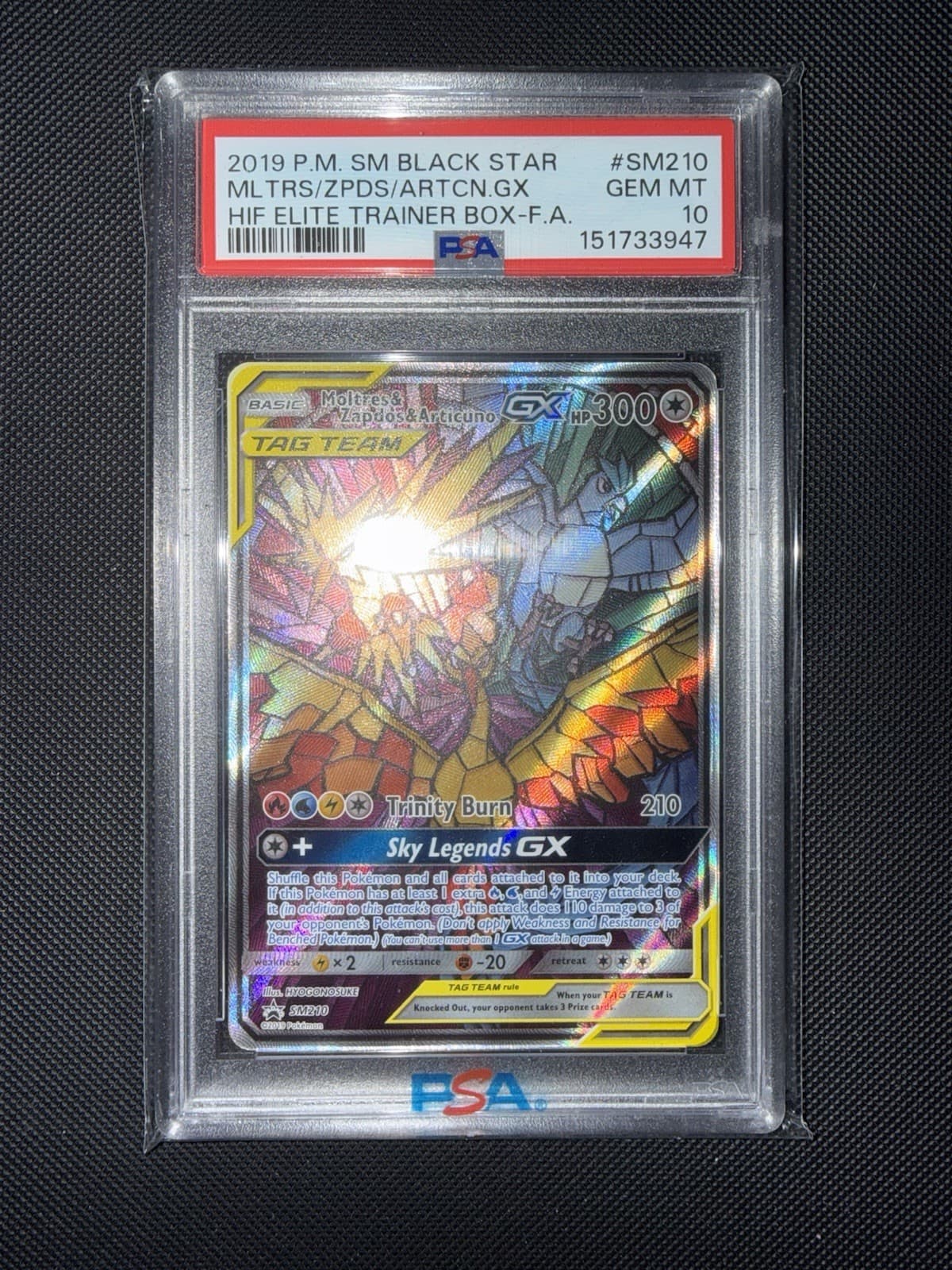 Pokemon Moltres & Zapdos & Articuno GX SM210 SM Black Star Promo Holo PSA 10
