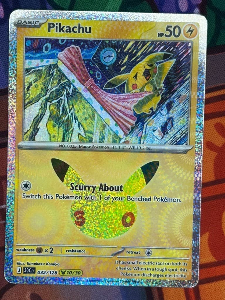 Pokemon TCG Pikachu 32/128 30th Celebration Pikachu Holo 10/30 NM