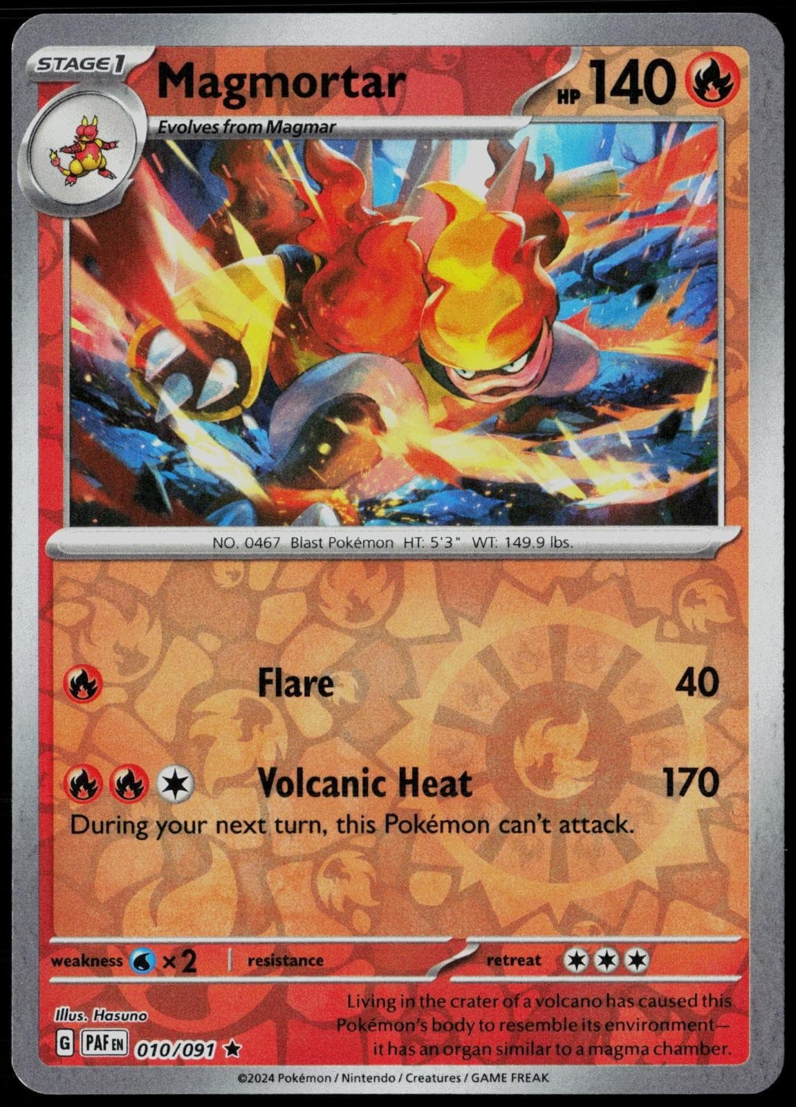 Magmortar (Paldean Fates) 10/091 Rare Deck Exclusives Pokemon Card Near Mint