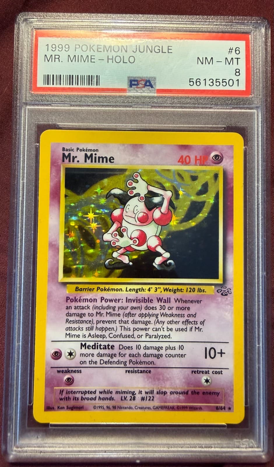 1999 Pokemon Jungle Mr. Mime Holo #6/64 PSA 8 Near Mint English