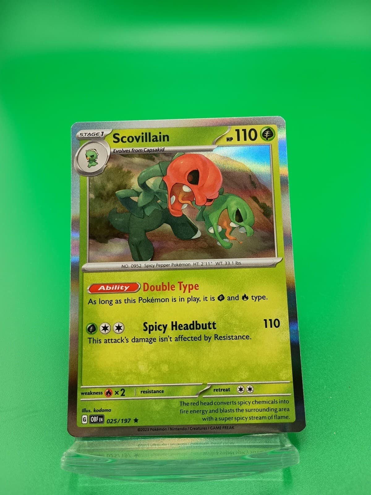 Scovillain - SV03: Obsidian Flames 025/197 - Pokemon TCG - NM - Holo Rare