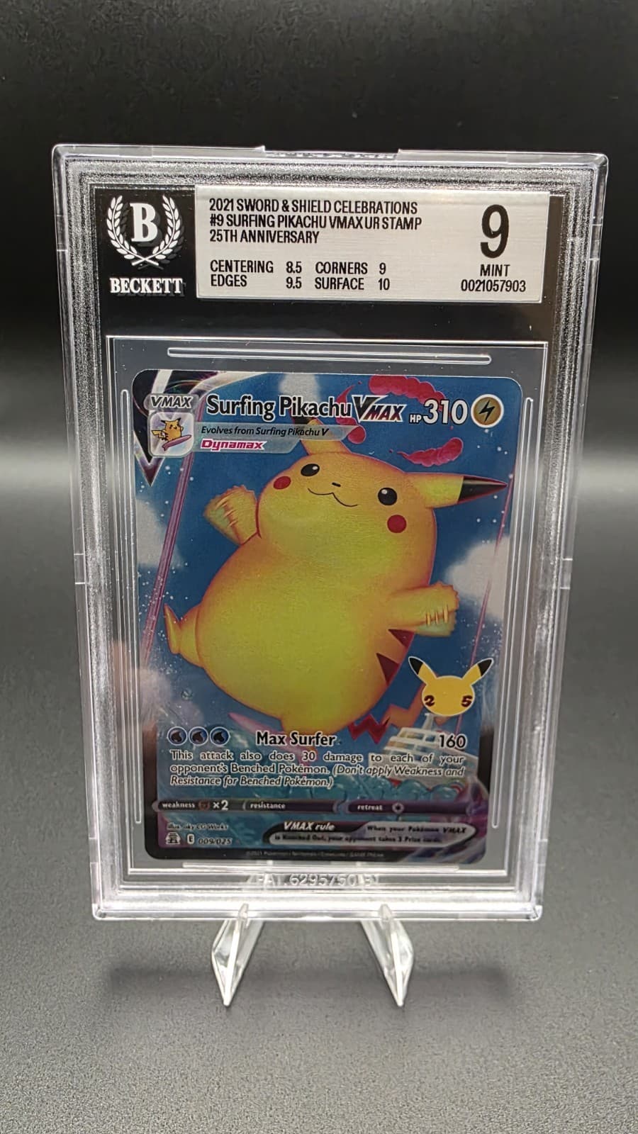 Surfing Pikachu VMAX 009/025 Celebrations Holo Pokemon BGS 9