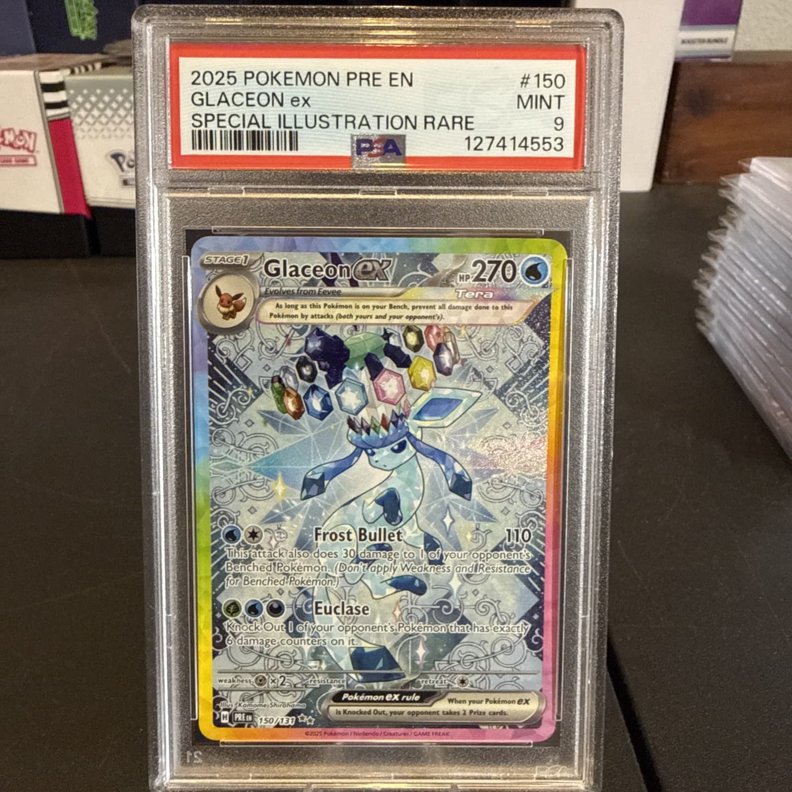 Pokemon Prismatic Evolutions Glaceon ex 150/131 SIR Holo PSA 9 English 2025