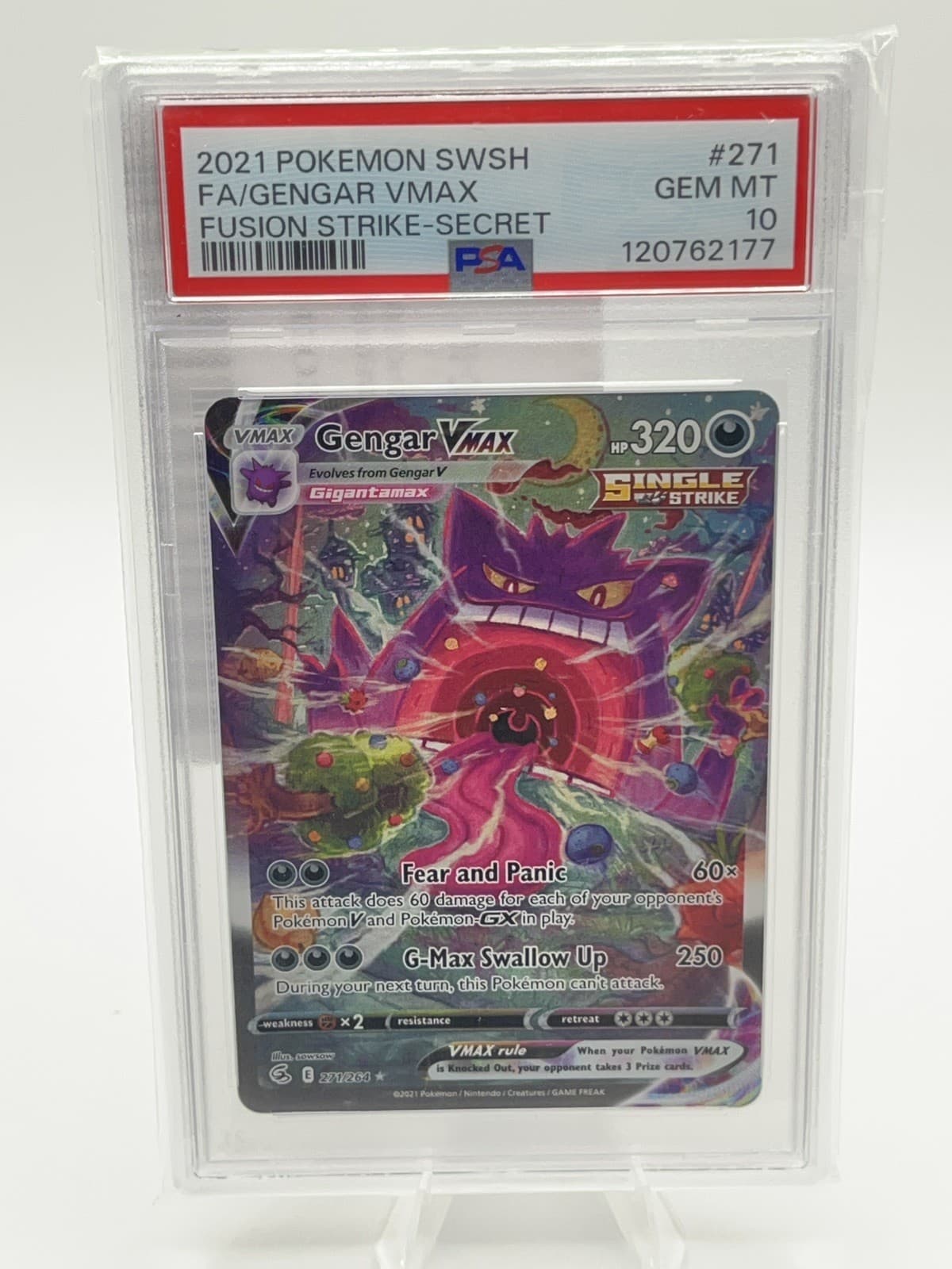 Gengar VMAX #271 Pokemon Fusion Strike PSA 10 Gem Mint
