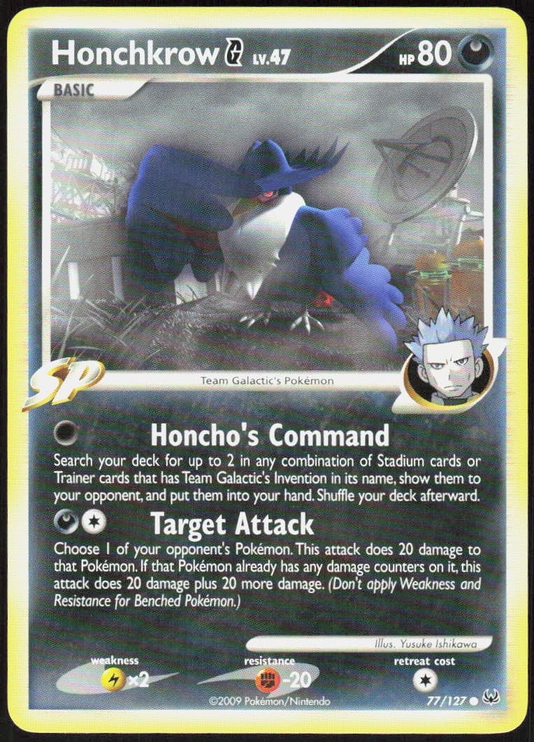 Honchkrow G 77/127 Common Platinum NM Pokemon