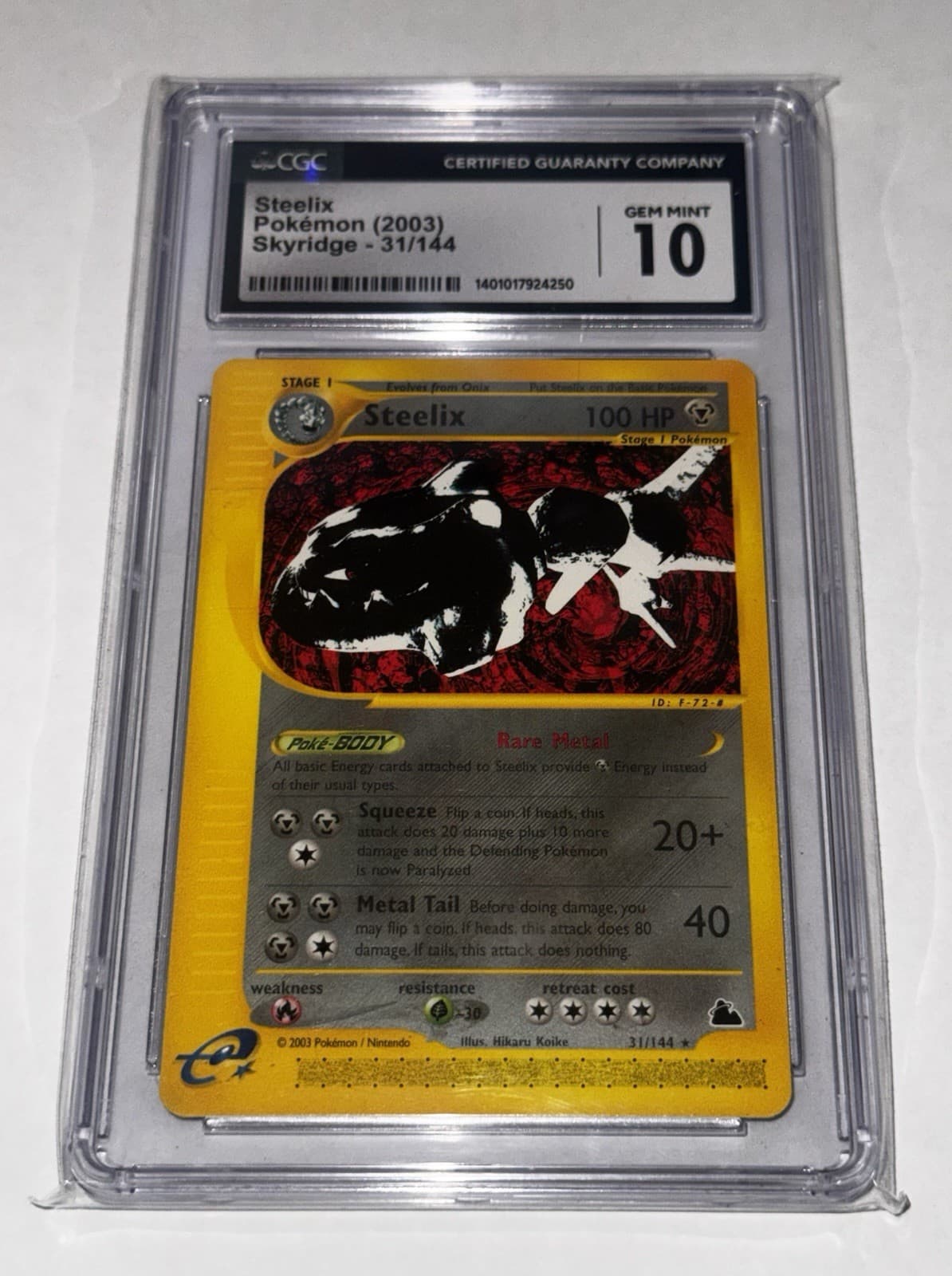 Pokemon TCG CGC 10 Steelix 31/144 Skyridge Rare English Graded Card Gem Mint