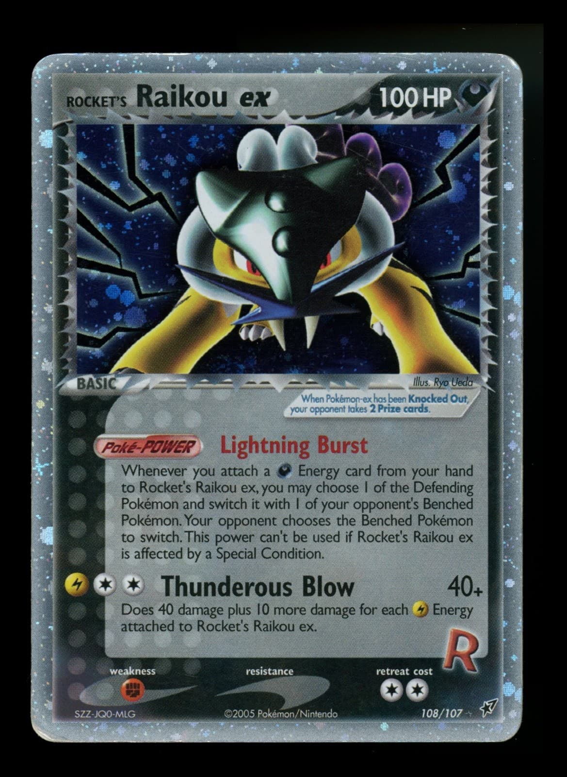 PARTIAL HOLOBLEED Rocket's Raikou ex 108/107 EX Deoxys 2005 Holo Rare Pokémon