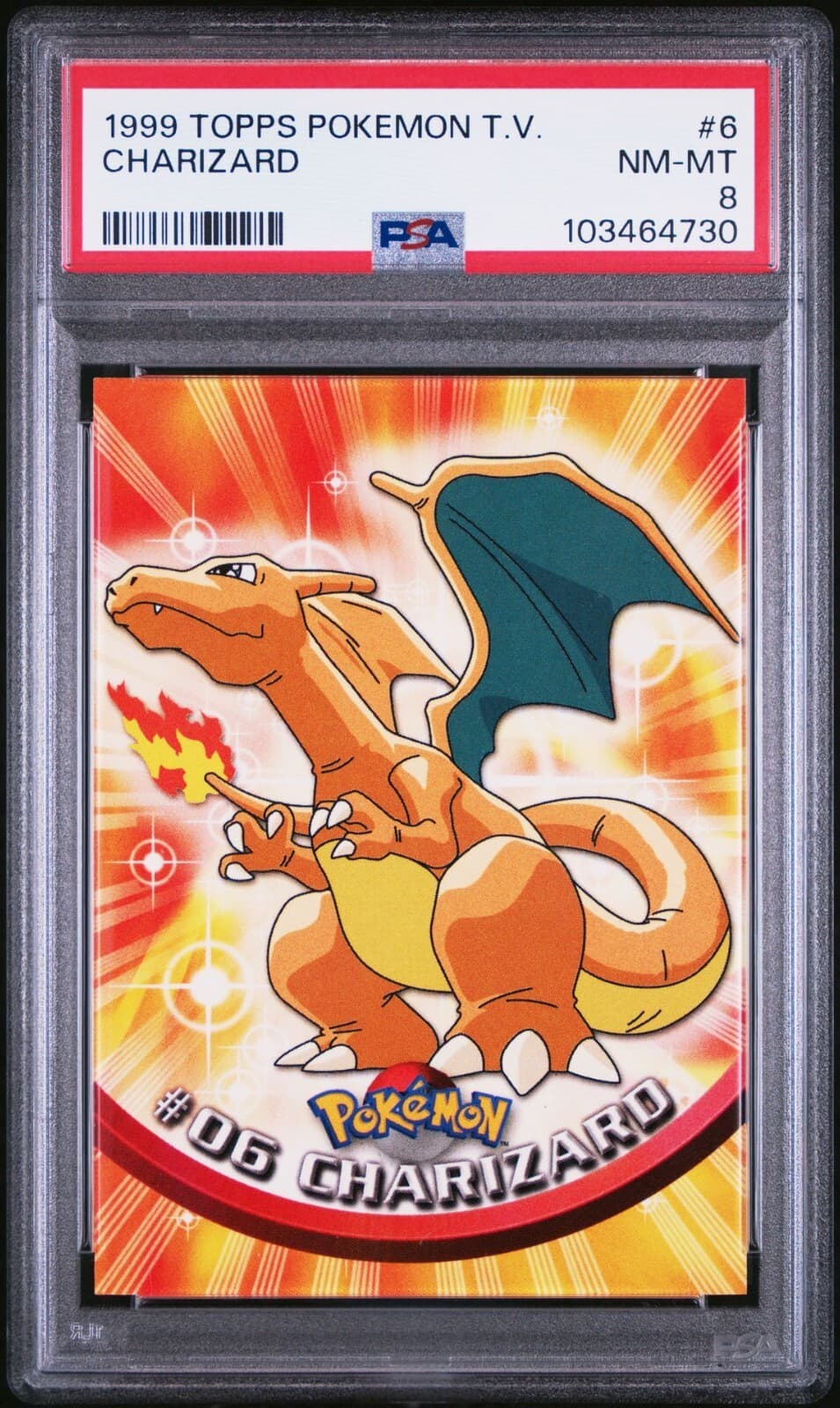 Charizard #6 Pokemon 1999 Topps TV PSA 8 NM-mint tough grade