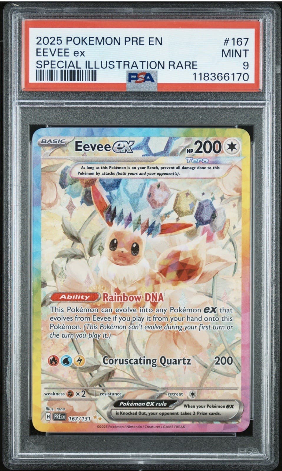 Eevee ex 167/131 Special Illustration Pokémon Prismatic Evolutions 🔥 PSA 9 🔥
