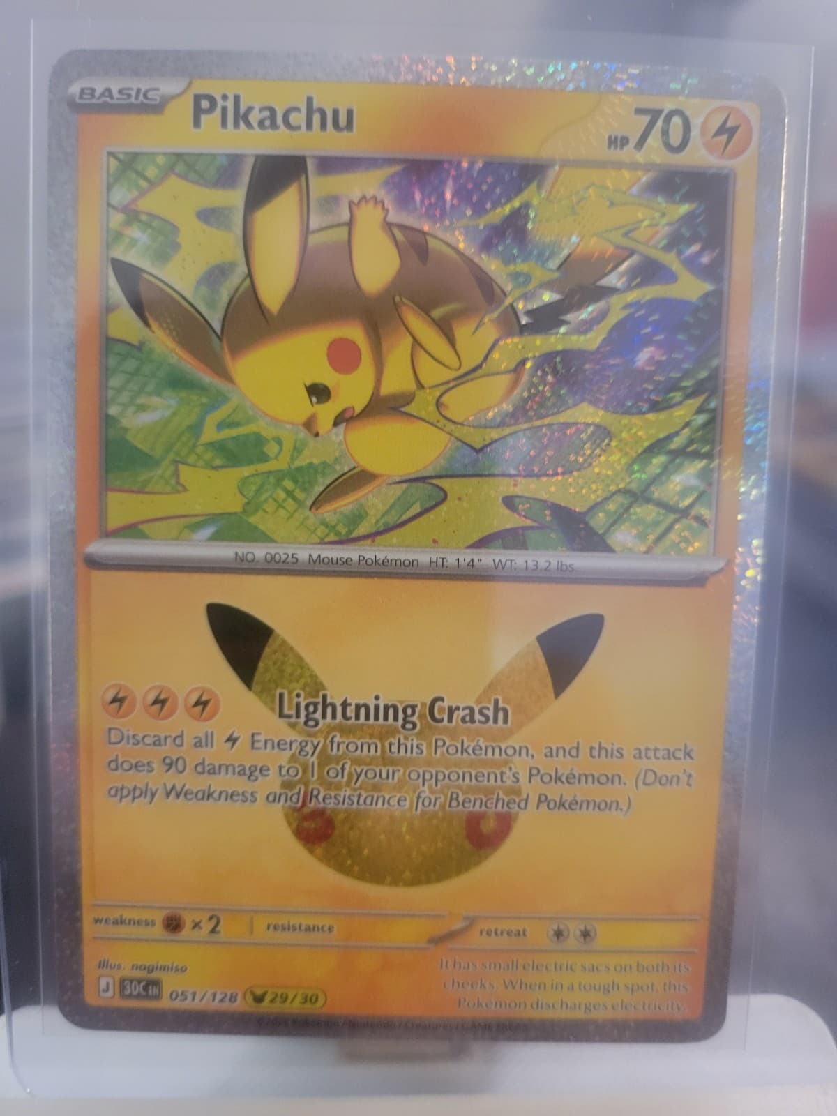 Pokemon 30th Celebration 51/128 Pikachu 29/30 30th anniversary Celebration Holo