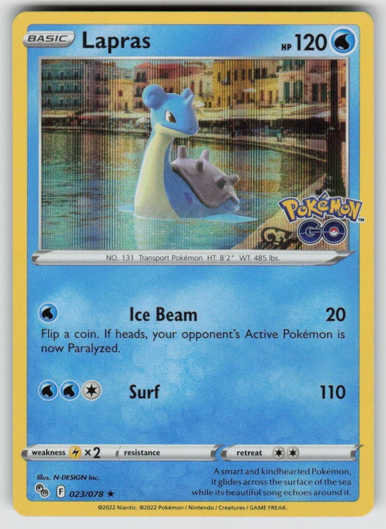 Holo Lapras 023/078 Rare Pokemon GO Near Mint