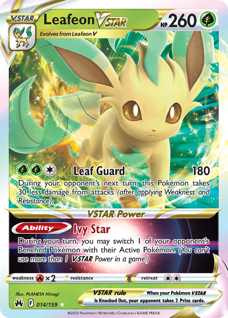 Leafeon VSTAR 014/159 Holo VSTAR Rare Crown Zenith Pokemon Near Mint