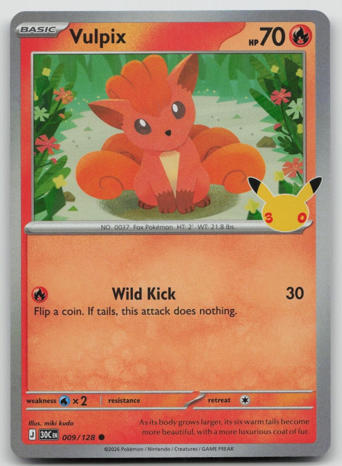 Vulpix 009/128 Holo Common ME: 30th Celebration Pokemon Near Mint