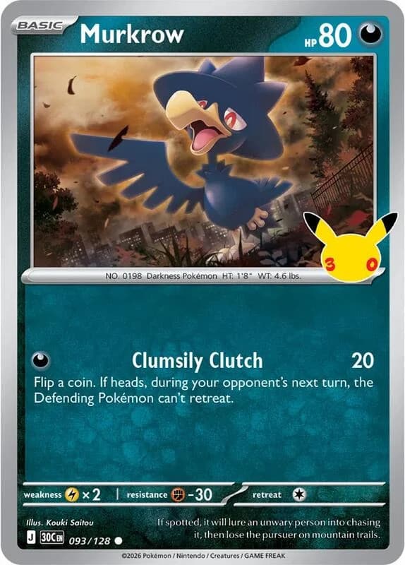 Pokemon TCG 30th Celebration Murkrow Holo #93/128