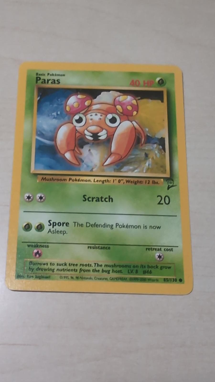 Paras 85/130 Common Base Set 2 Pokemon Lightly Played