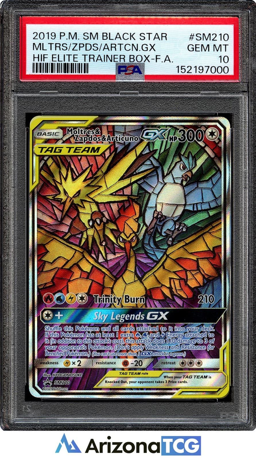 Pokemon 2019 Moltres Zapdos Articuno GX SM210 Sun & Moon Black Star Promo PSA 10