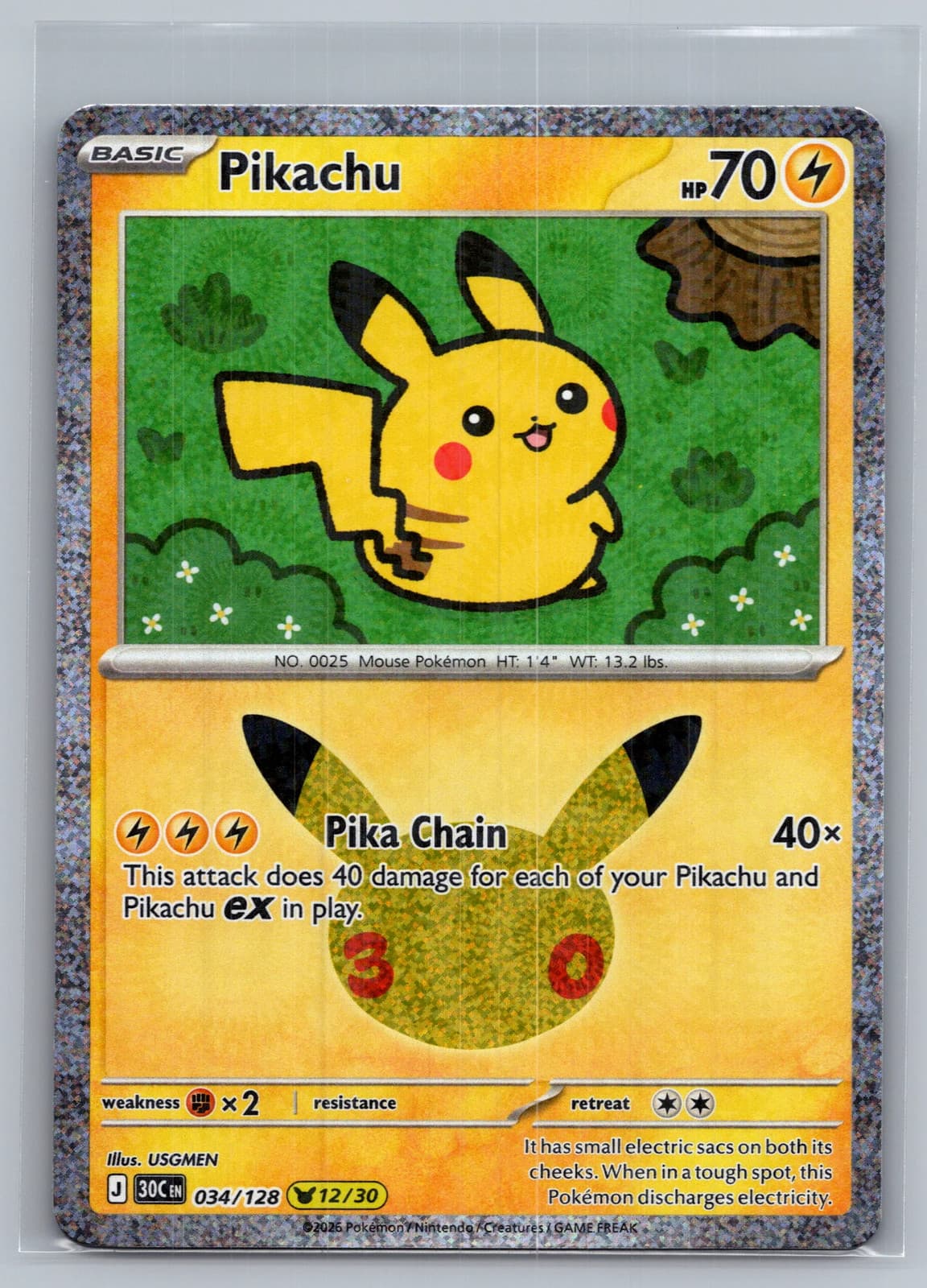 Pikachu #34/128 2026 30th Celebration Pokemon TCG