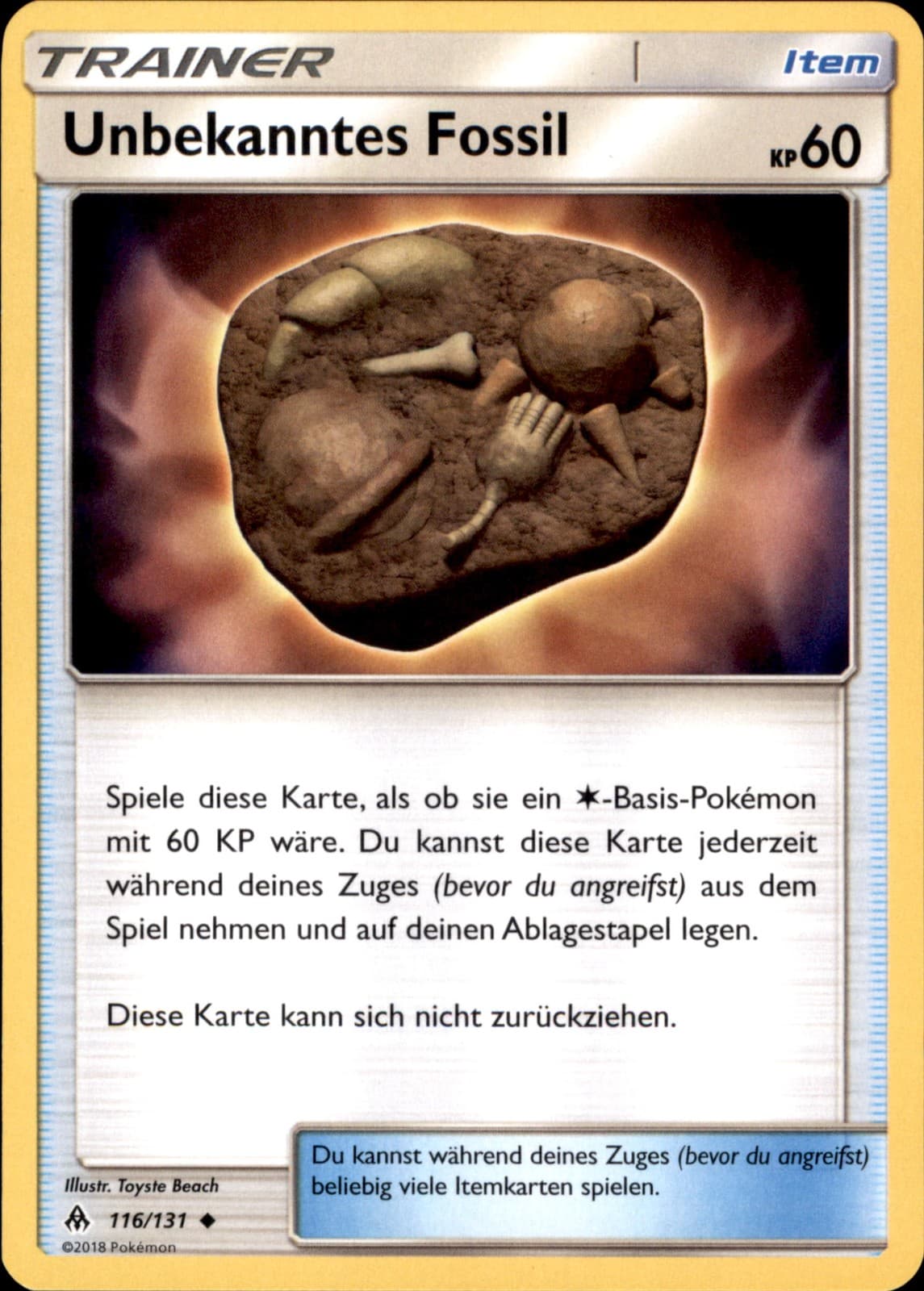 Pokemon 116/131 Unbekanntes Fossil - Sonne und Mond Grauen der Lichtfinsternis