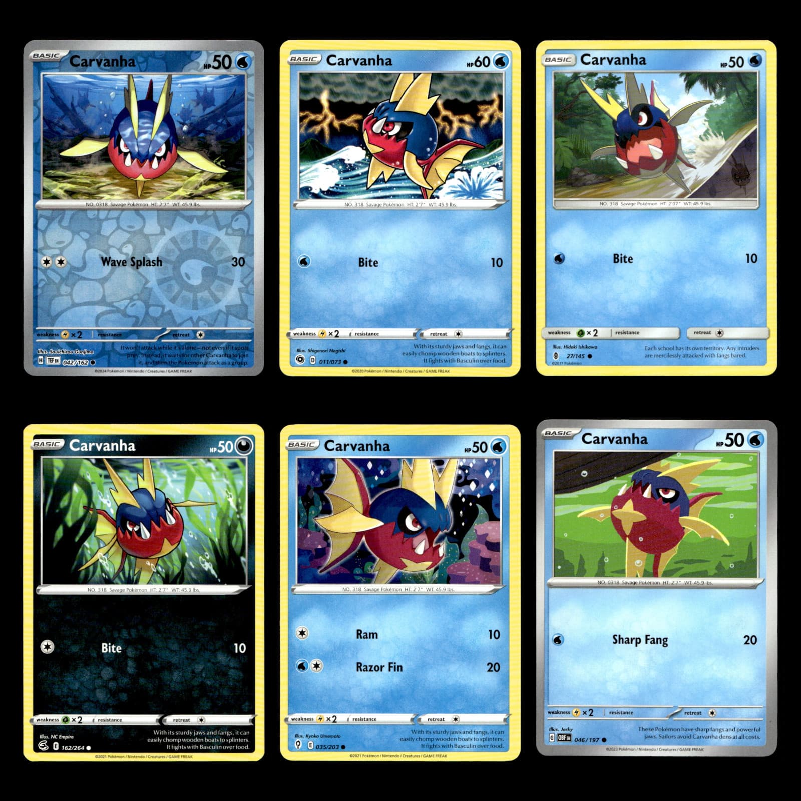Carvanha Card 42.0 Scarlet Violet Series Temporal Forces Pokemon Cards Set TCG