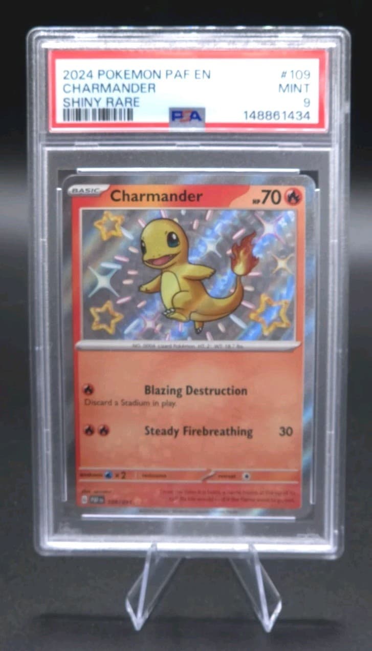 Pokemon 2024 Paldean Fates Charmander PSA 9 Shiny Rare Holo EN 109/091