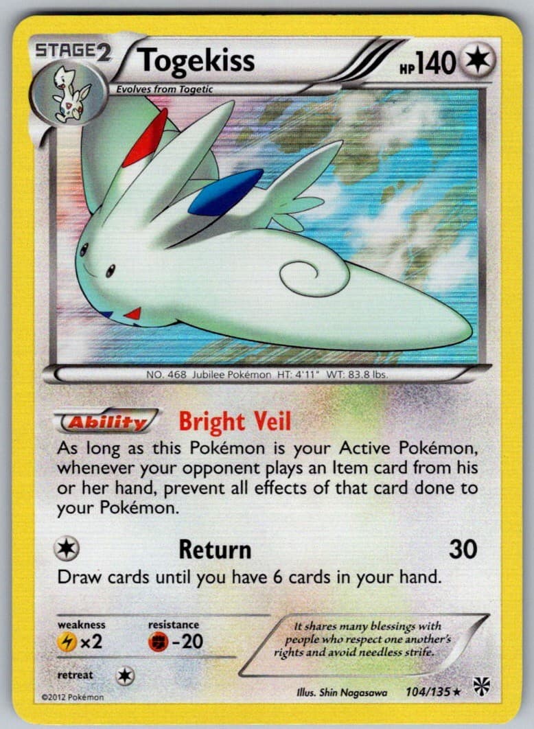 Togekiss 104/135 Holo Rare Plasma Storm Pokemon Lightly Played