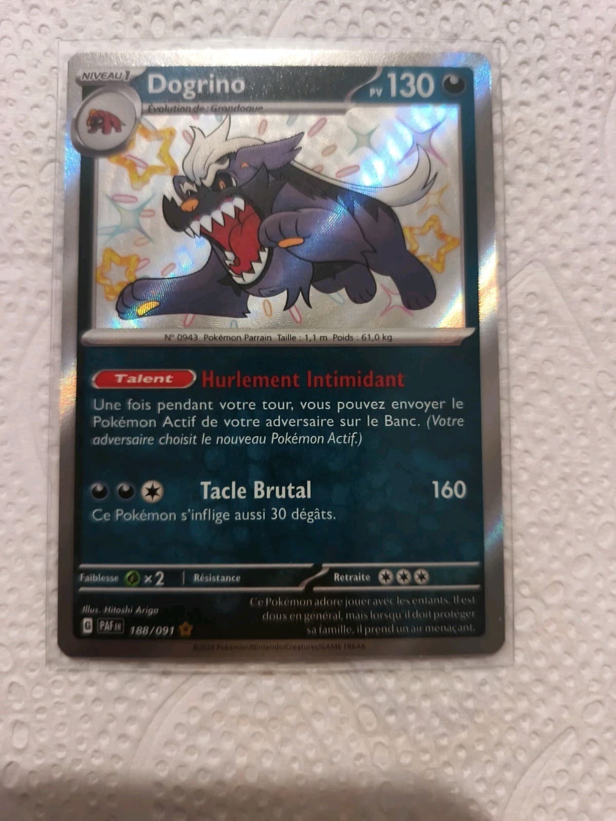Pokemon DOGRINO 188/091 SHINY EV4.5 Destinées de Paldea PAF FR NEUF MINT 🔥🔥🔥
