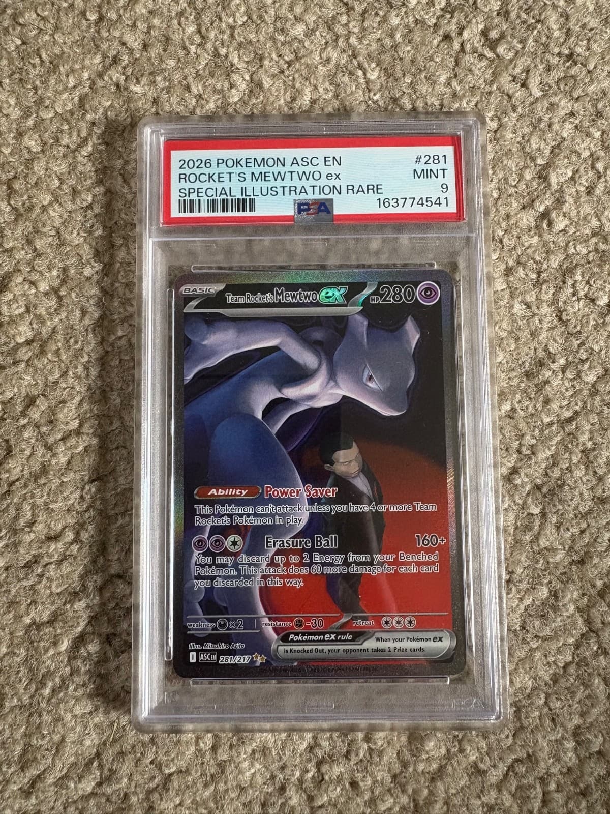 TEAM ROCKET'S MEWTWO EX PSA 9 2026 POKEMON ASCENDED HEROES ASC #281/217 SIR