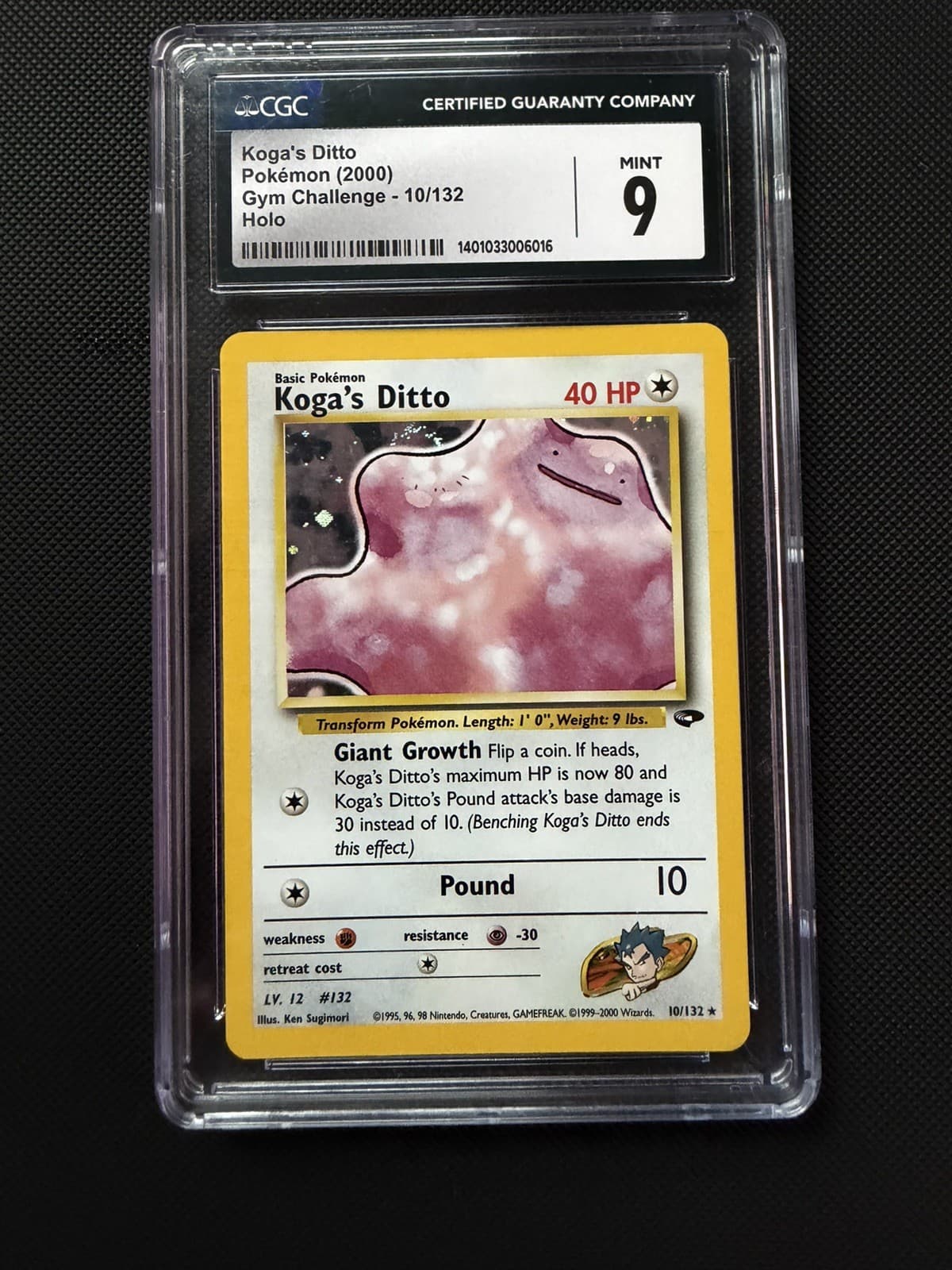 Koga's Ditto 10/132 Gym Challenge Holo CGC 9
