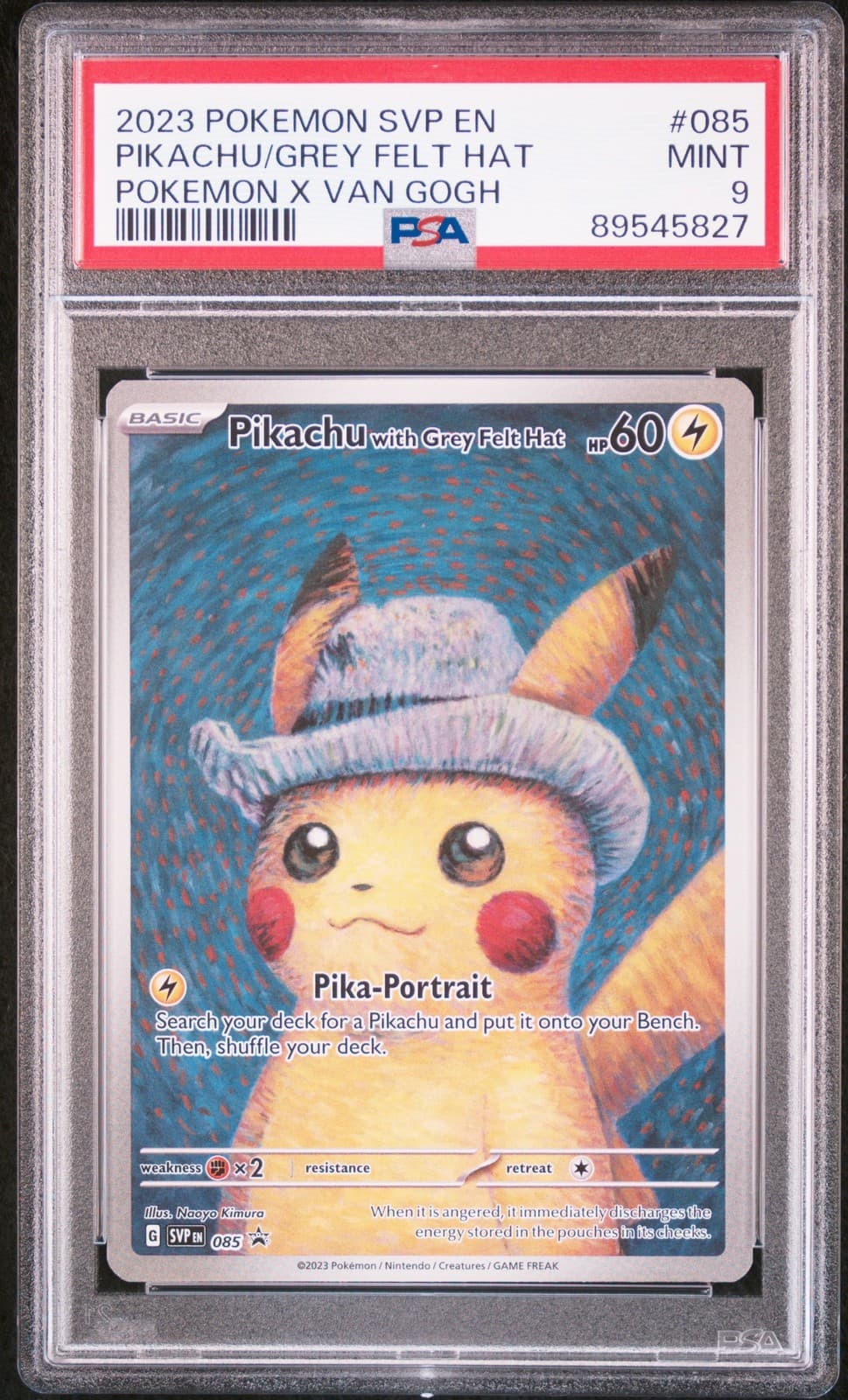 2023 POKEMON SVP EN-SV BLACK STAR PROMO #085 PIKACHU WITH GREY FELT HAT PSA 9