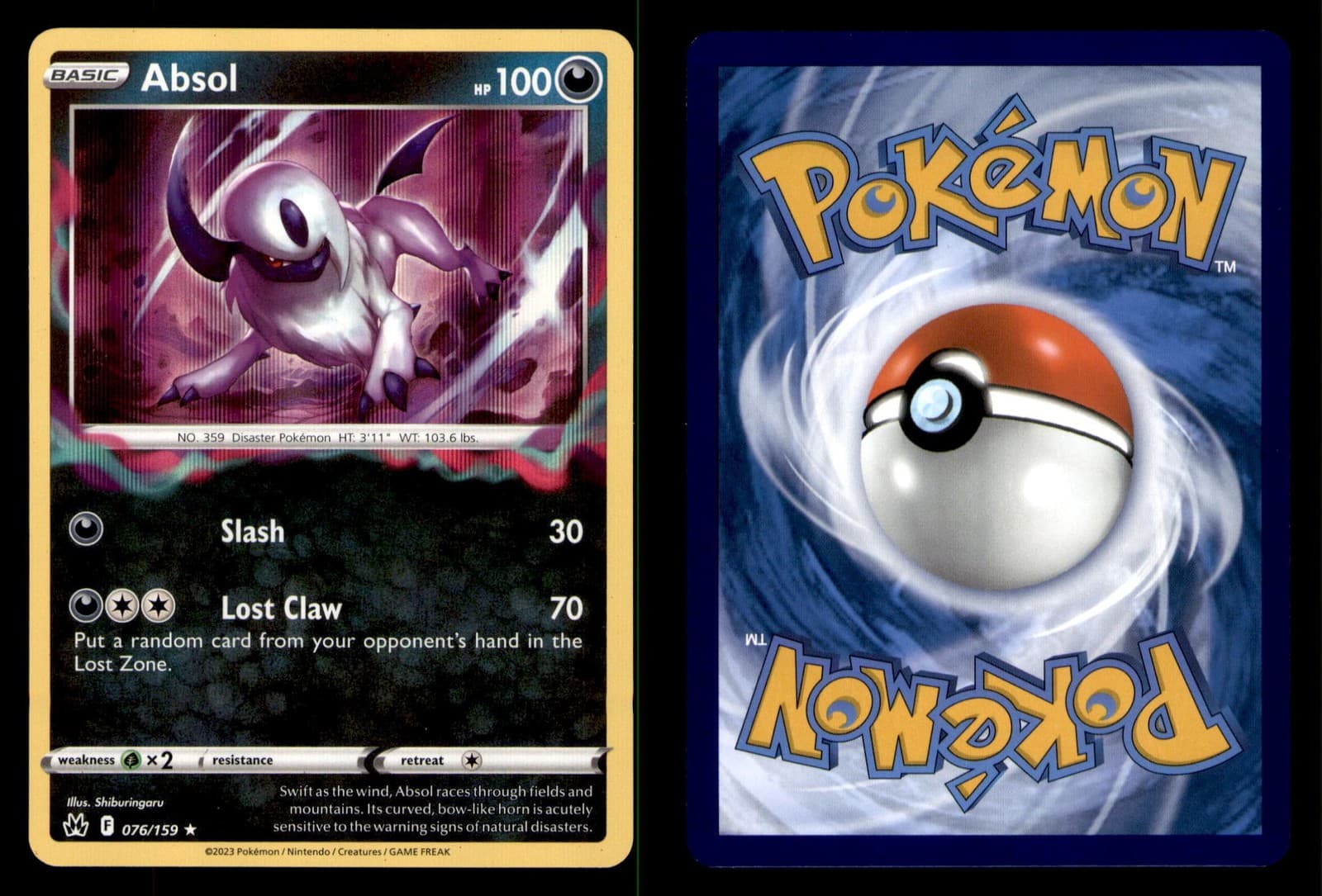 Pokemon Crown Zenith Absol 076/159 Holo 2023 Rare