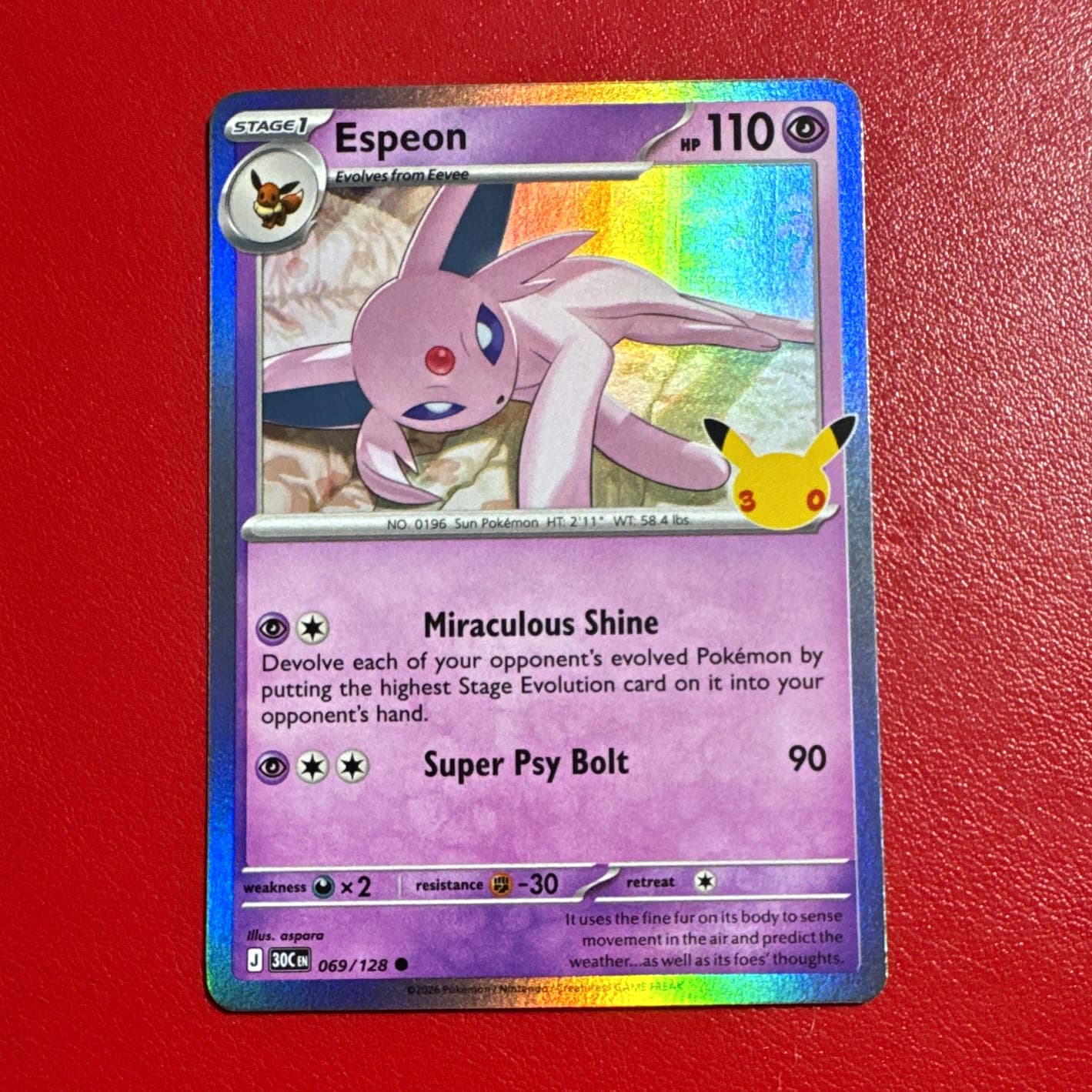 Pokemon TCG Espeon 069/128 30th Anniversary Celebrations Eng