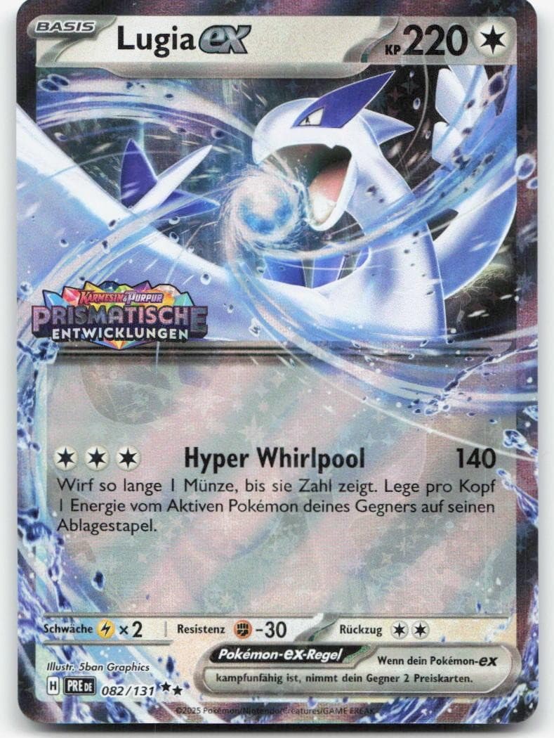 Pokémon Lugia ex Prismatische Entwicklung Stempel #082 NM DE