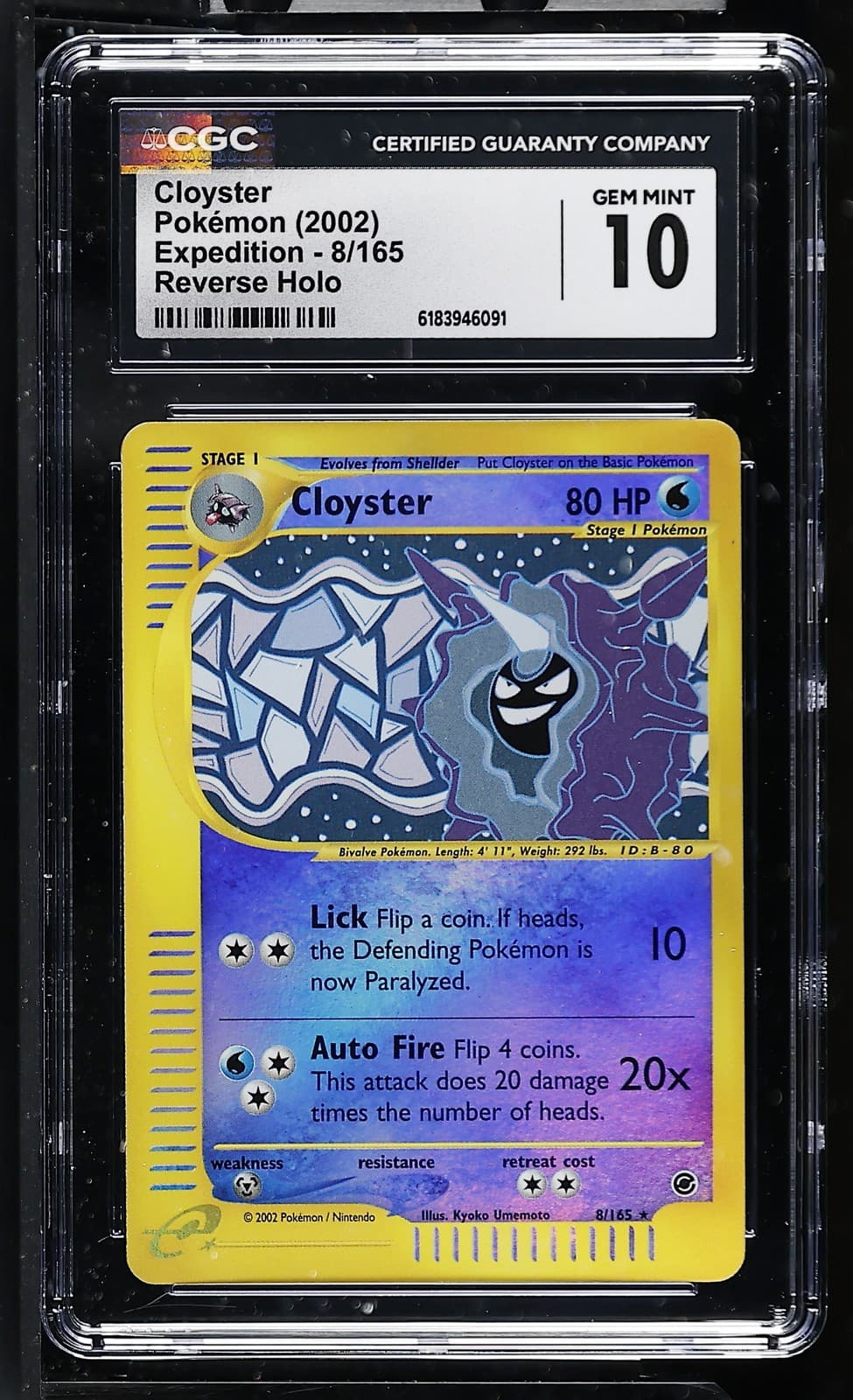 CGC 10 GEM MINT Cloyster 8/165 Expedition Reverse Holo Pokemon Card