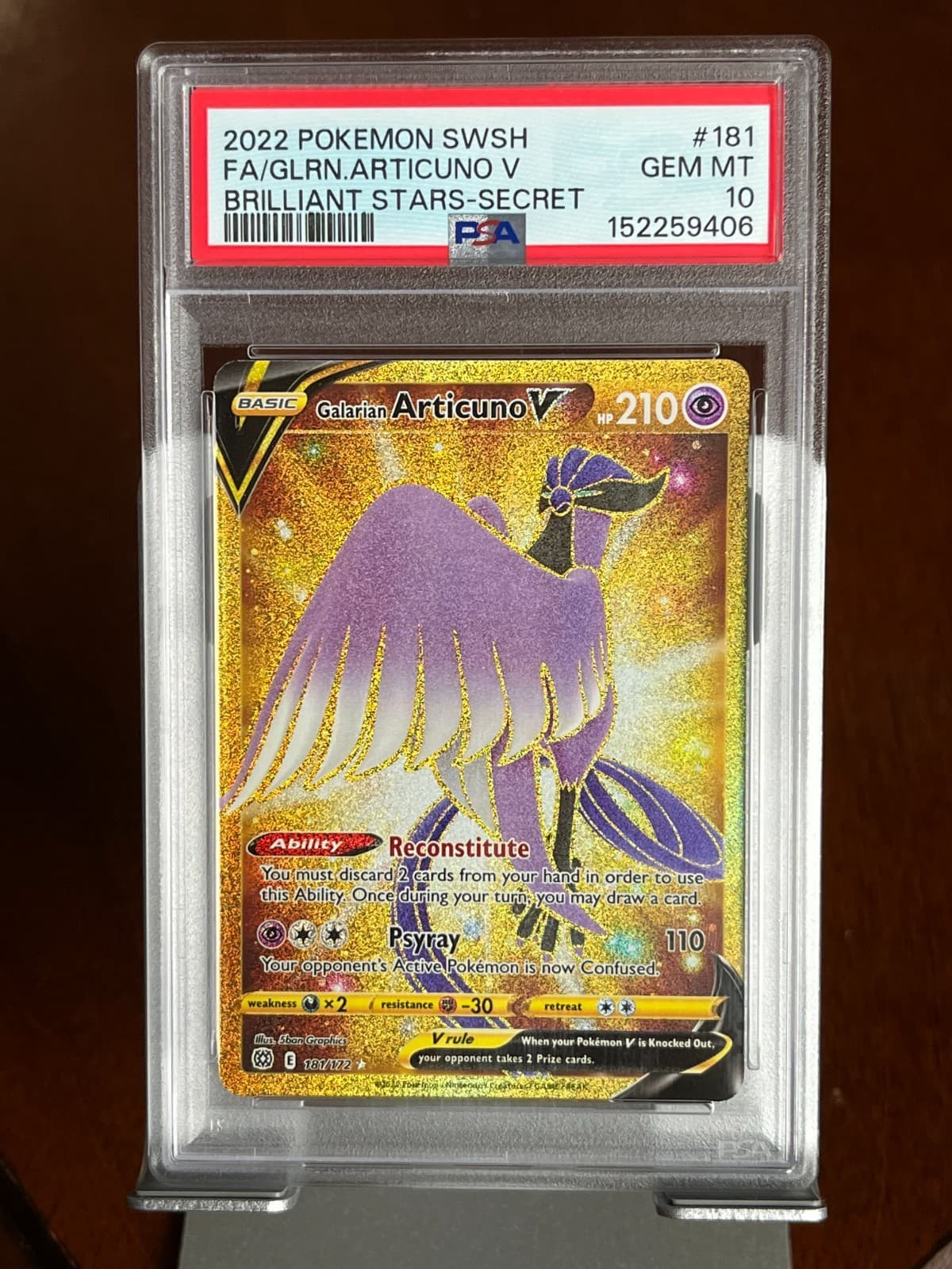 Pokemon Galarian Articuno V #181 Brilliant Stars PSA 10