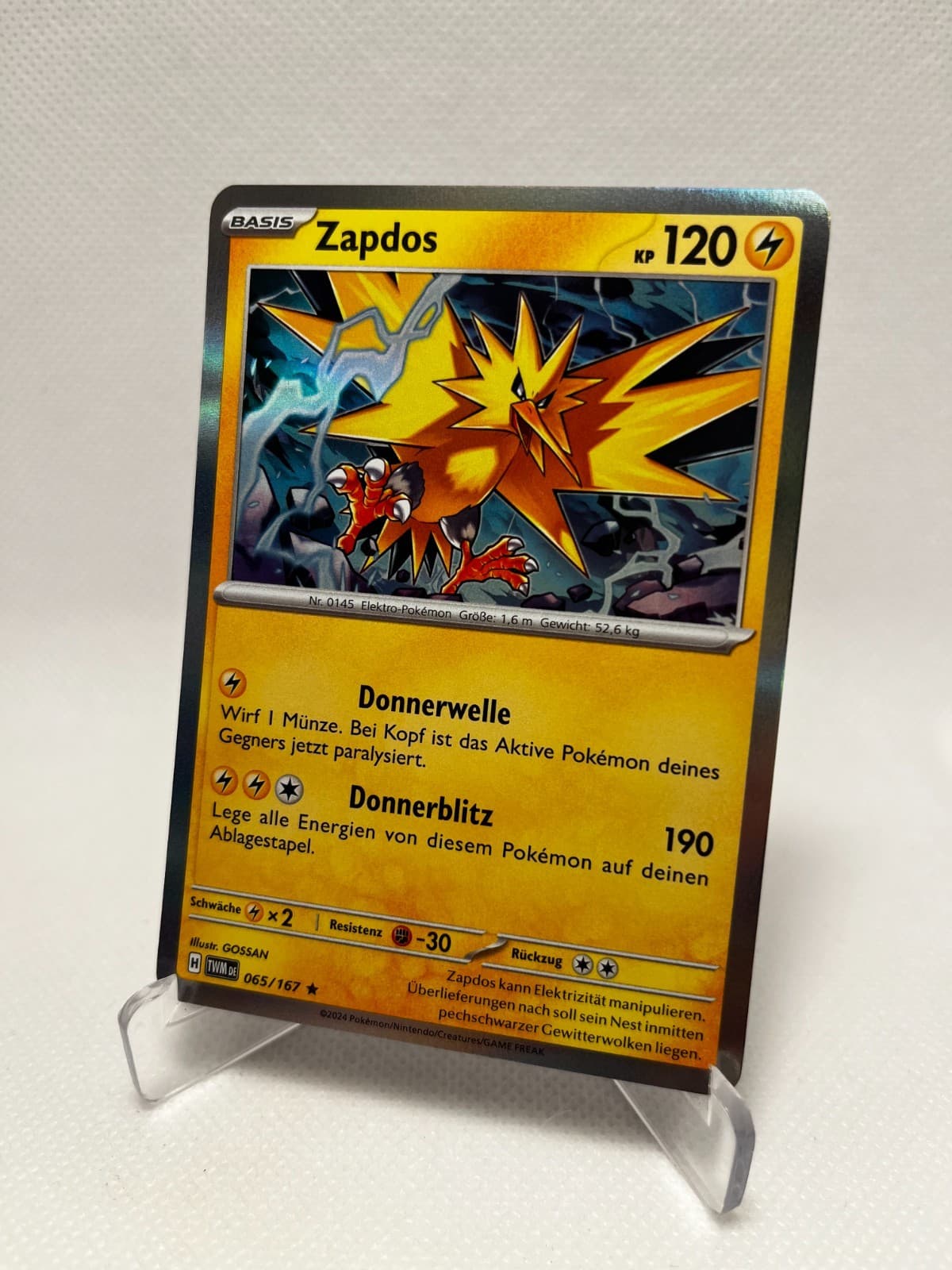Pokemon Karte: Zapdos Rare Holo 065/167 Maskerade im Zwielicht TWM Deutsch NM