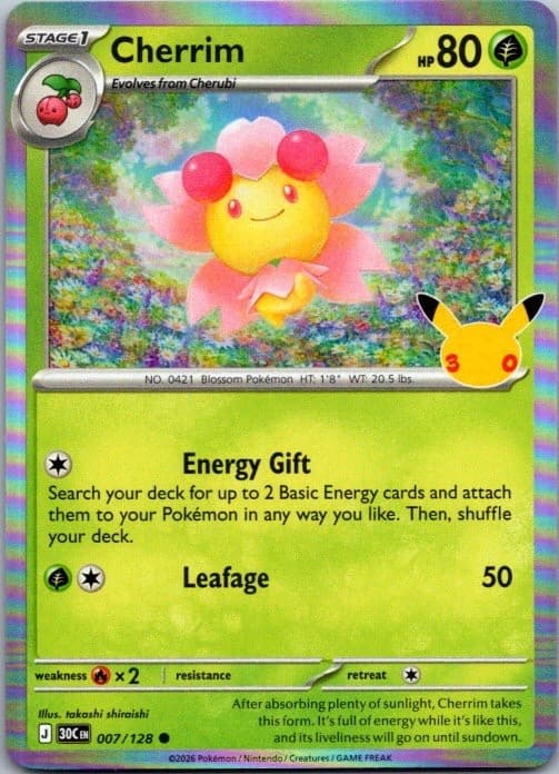 Cherrim 007/128 Holo Common ME: 30th Celebration Pokemon Near Mint