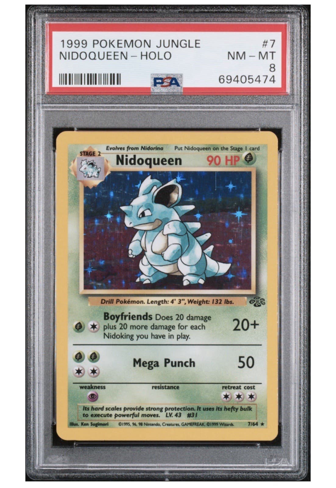 1999 Pokemon Jungle Nidoqueen #7/64 Holo PSA 8 NM-MT Vintage WOTC