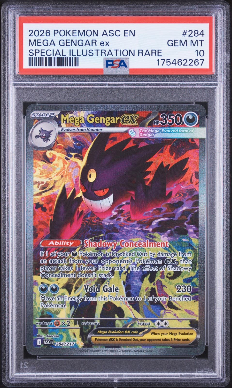 2026 POKEMON ASC EN-ASCENDED HEROES #284 MEGA GENGAR EX PSA 10
