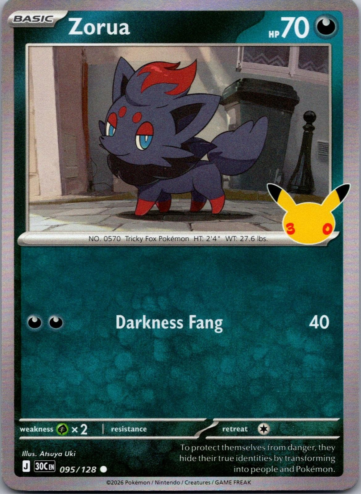 Zorua Holo ME: 30th Celebration 095/128 NM Pokemon