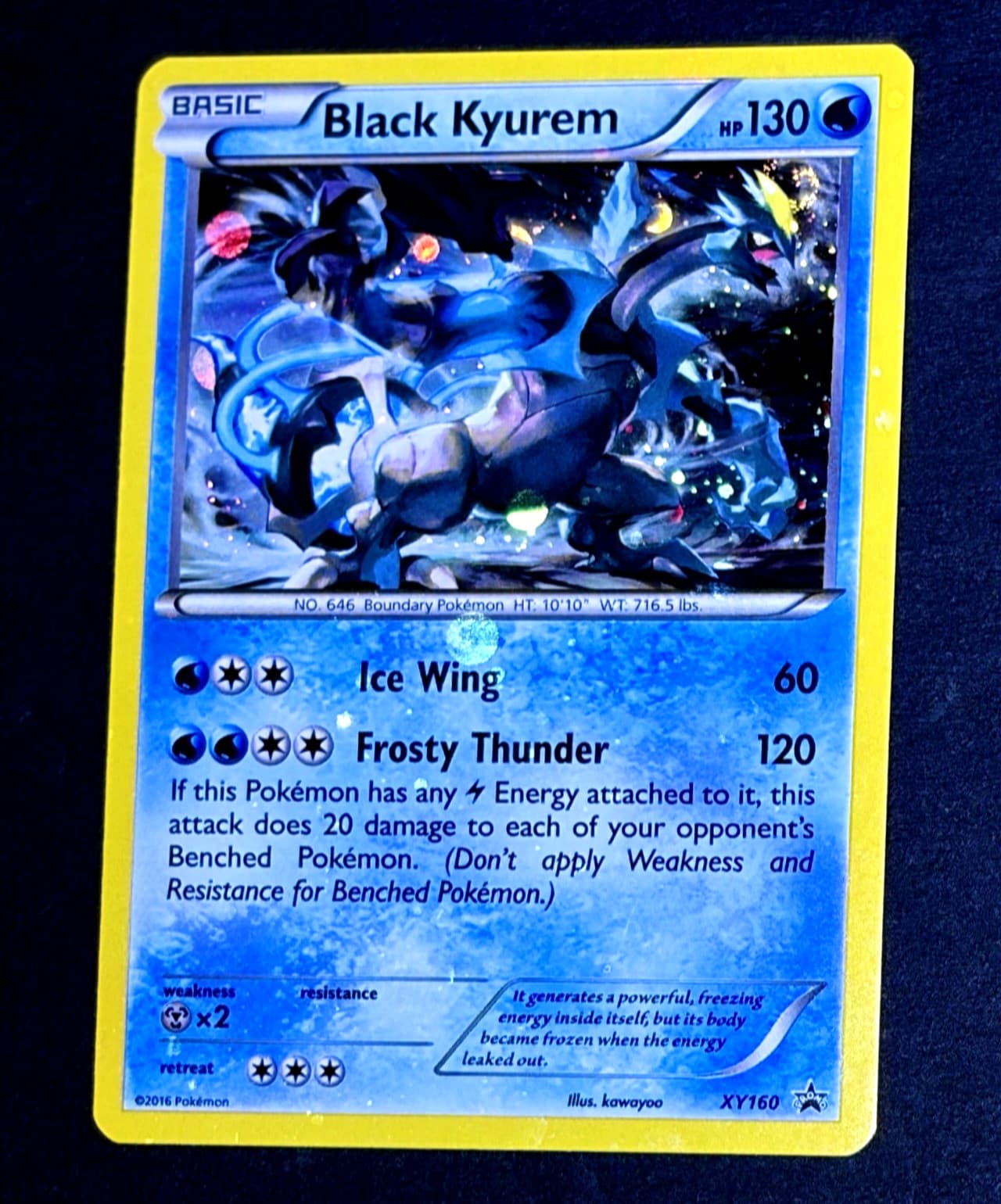2016 Pokemon BLACK KYUREM Black Star Promo COSMOS HOLO Bleed Card #XY160 SWIRL