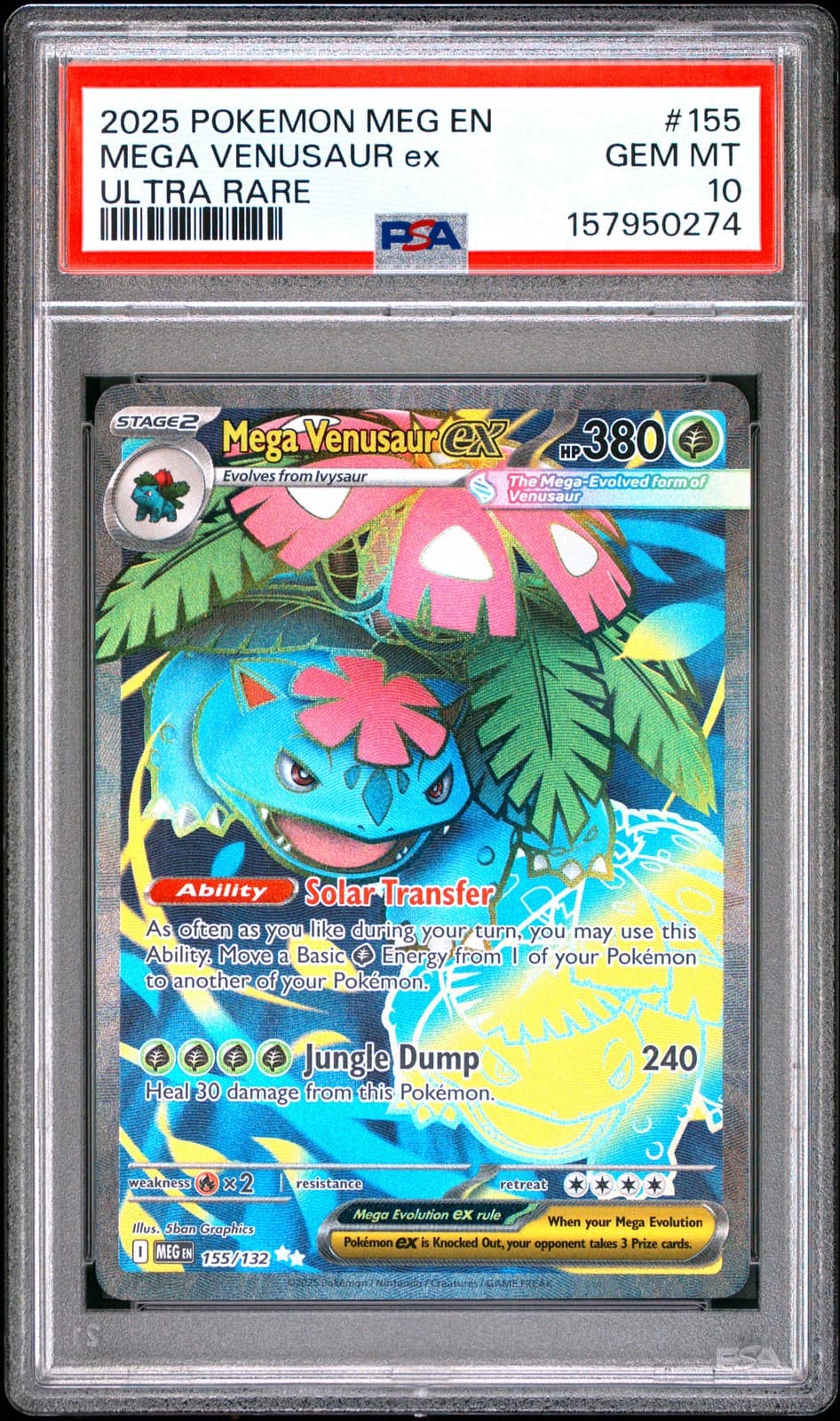 2025 POKEMON MEG EN-MEGA EVOLUTION ULTRA RARE #155 MEGA VENUSAUR EX PSA 10