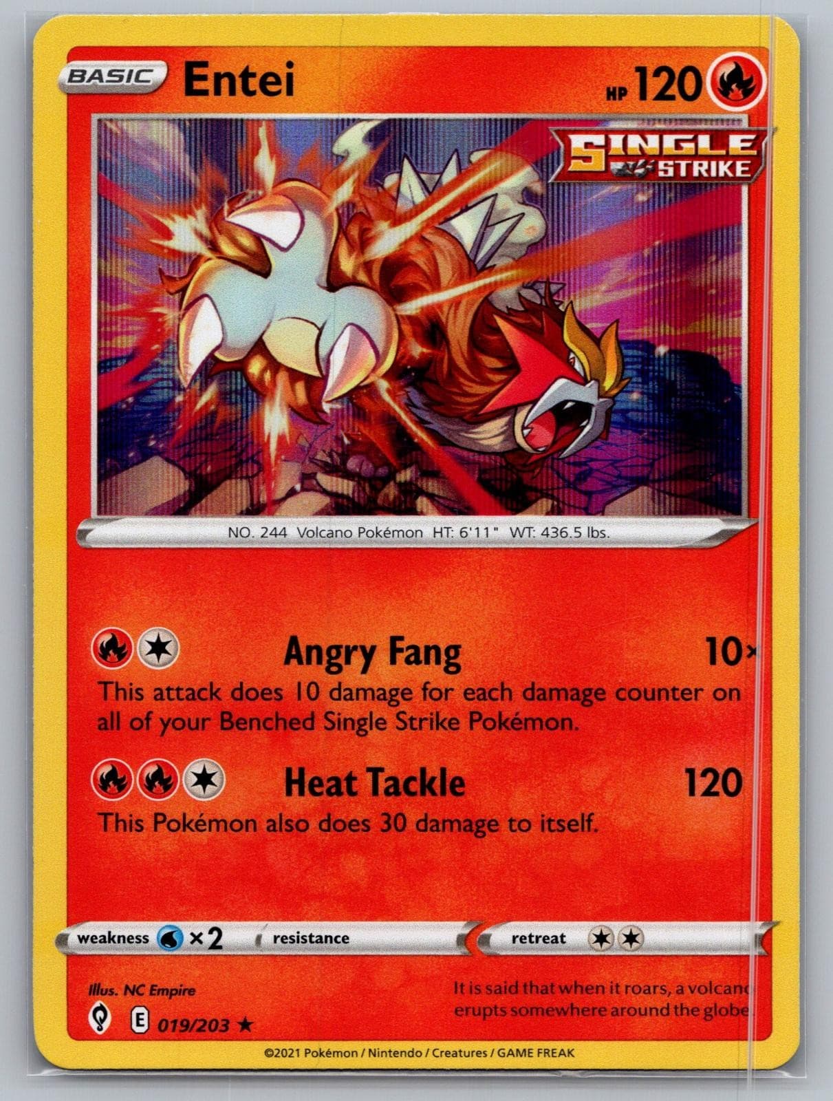 Entei 019/203 Holo Rare Evolving Skies Pokemon Near Mint