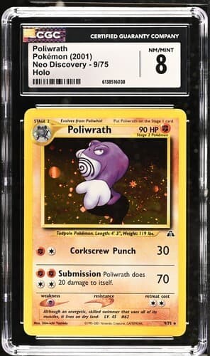 CGC 8 NM/M: Poliwrath 9/75 Neo Discovery Holo Rare 2001 English